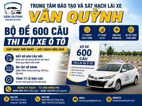 Bộ đề 600 câu hỏi lý thuyết thi lái xe ô tô