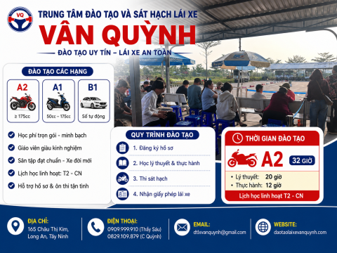 ĐÀO TẠO LÁI XE MÔ TÔ HẠNG A2 