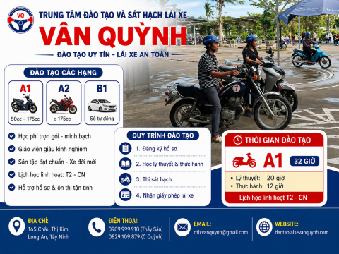 ĐÀO TẠO LÁI XE MÔ TÔ HẠNG A1 